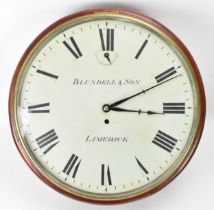 A 19th century 18" dial clock in a later mahogany case, the dial signed Blundell & Son, Limerick,