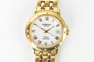 A Raymond Weil Tango, automatic, gents, gold plated wristwatch, having a white dial, centre seconds,