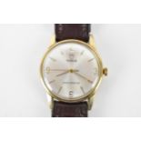 A Tudor, manual wind, gents, 9ct gold wristwatch, circa 1970s, having a silvered dial, centre