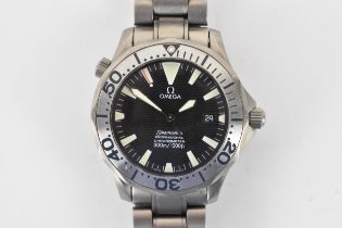 An Omega Seamaster, automatic, gents, stainless steel wristwatch, circa 2000, having a black '