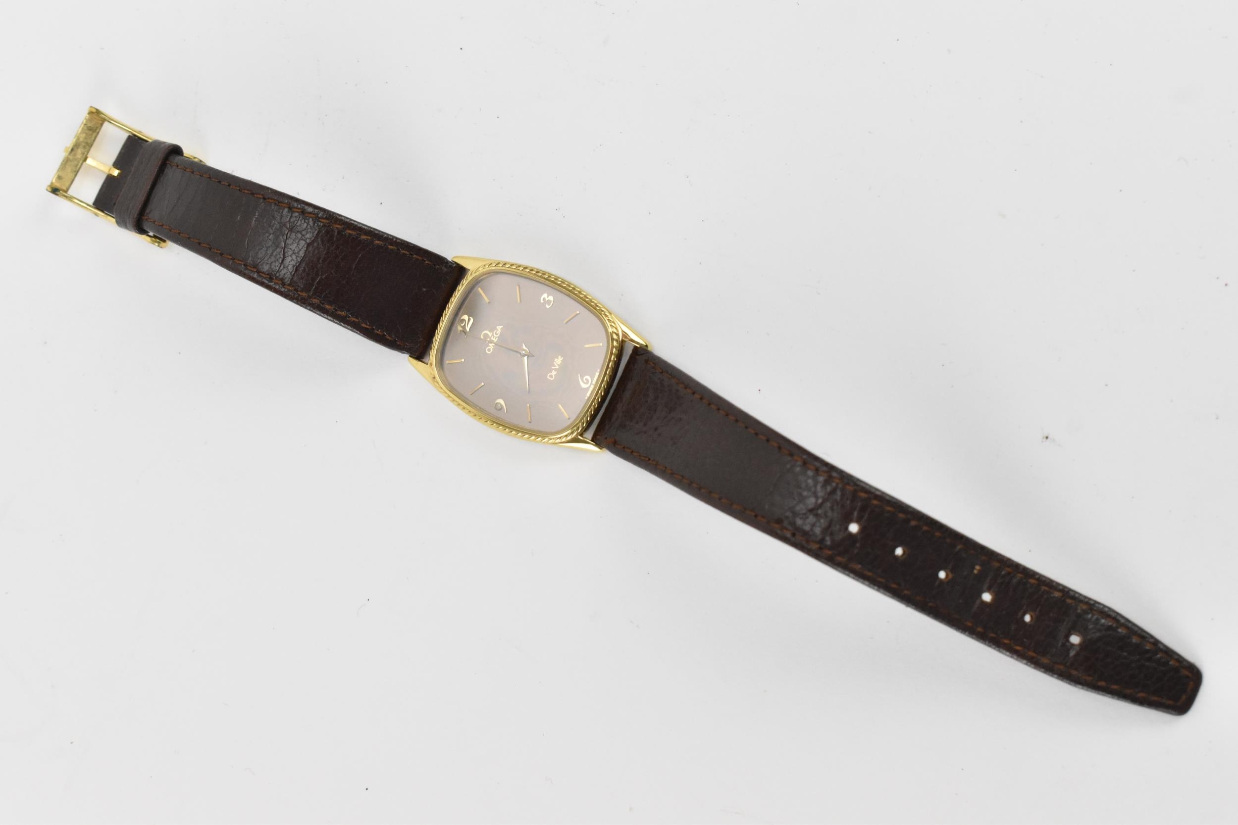 An Omega De Ville , quartz, gents, gold plated wristwatch, the dial having Arabic numerals and baton - Image 2 of 5