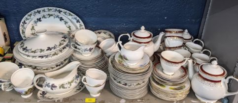 Royal Grafton teaware to include teapots, a Royal Doulton Burgundy pattern dinner service, and a