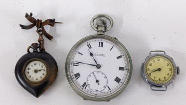 An early 20th century H Samuel pocket watch, together with a vintage chrome plated ladies watch, and