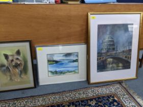 Original watercolours and pastels comprising - Iris Stevens, Rutland Water Uppingham - watercolour