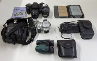 Photographic equipment to include Canon Sureshot, Canon EOS 5000 with additional lens, Fuji Fine Pix