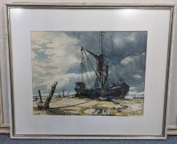John Sutton - a watercolour entitled 'Low Tide', signed and dated 1969, 43cm x 32.5cm, framed