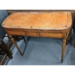 A Regency inlaid satinwood card table on turned legs, 75cm h x 90.5cm w Location: