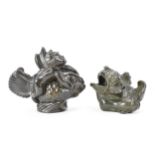 Just Anderson (1884-1943) Two patinated bronzed ornaments to include one of a boy with a fish,