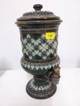 A 19th century Doulton stoneware water filter fountain with original tap, stamp marks to base and