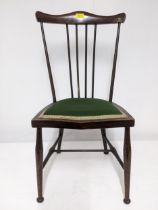 An Art Nouveau period bedroom chair with green upholstered seat Location:
