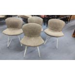 A set of four mid 20th century Harry Bertoia wire chairs in white painted frames Location: