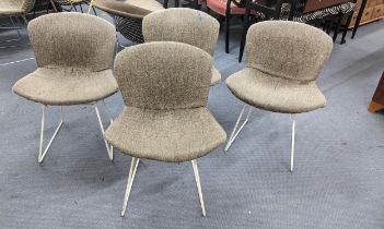 A set of four mid 20th century Harry Bertoia wire chairs in white painted frames Location: