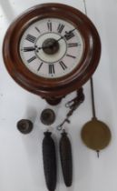 A mahogany cased Postman's alarm wall clock Location: 1:1