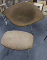 A mid 20th century Harry Bertoia for Knoll 'Big Diamond' chair model 422, together with an Ottoman