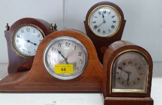 A group of 4 mantle clocks to include two early 20th century examples. Location: 1:1