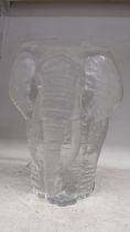 A Mat Jonasson glass model of an elephant RK3180, 20cm High signed to the base Location