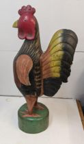 A modern painted wooden model cockerel A/F Location: