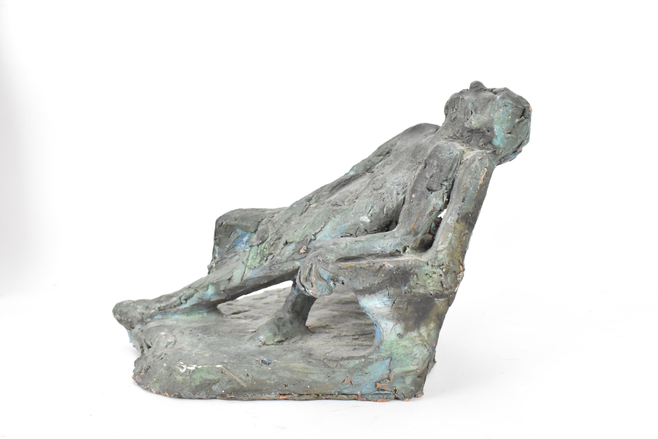 Jack Greaves (b.1928) A carved terracotta bronzed sculpture, entitled 'Park Bench', 16cm high x 27cm - Image 4 of 5