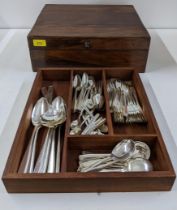 A set of Elkington silver plated cutlery and flatware twelve place setting serving spoon, salad