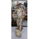 A Bretby large cream glazed boy with fishing pots and flagons, stamped 980 Location: