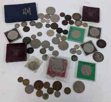 Mixed coins to include a 1797 cartwheel two pence, an 1897 crown and others Location: