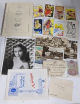 Mixed ephemera to include an Yvonne Furneaux signed photograph, vintage postcards, 1953 Coronation