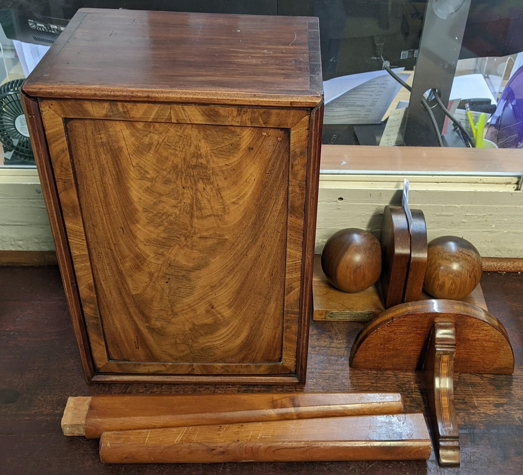 Wooden collectables to include a 19th century mahogany box, a pair of bookends owned by Ivor Kramer,
