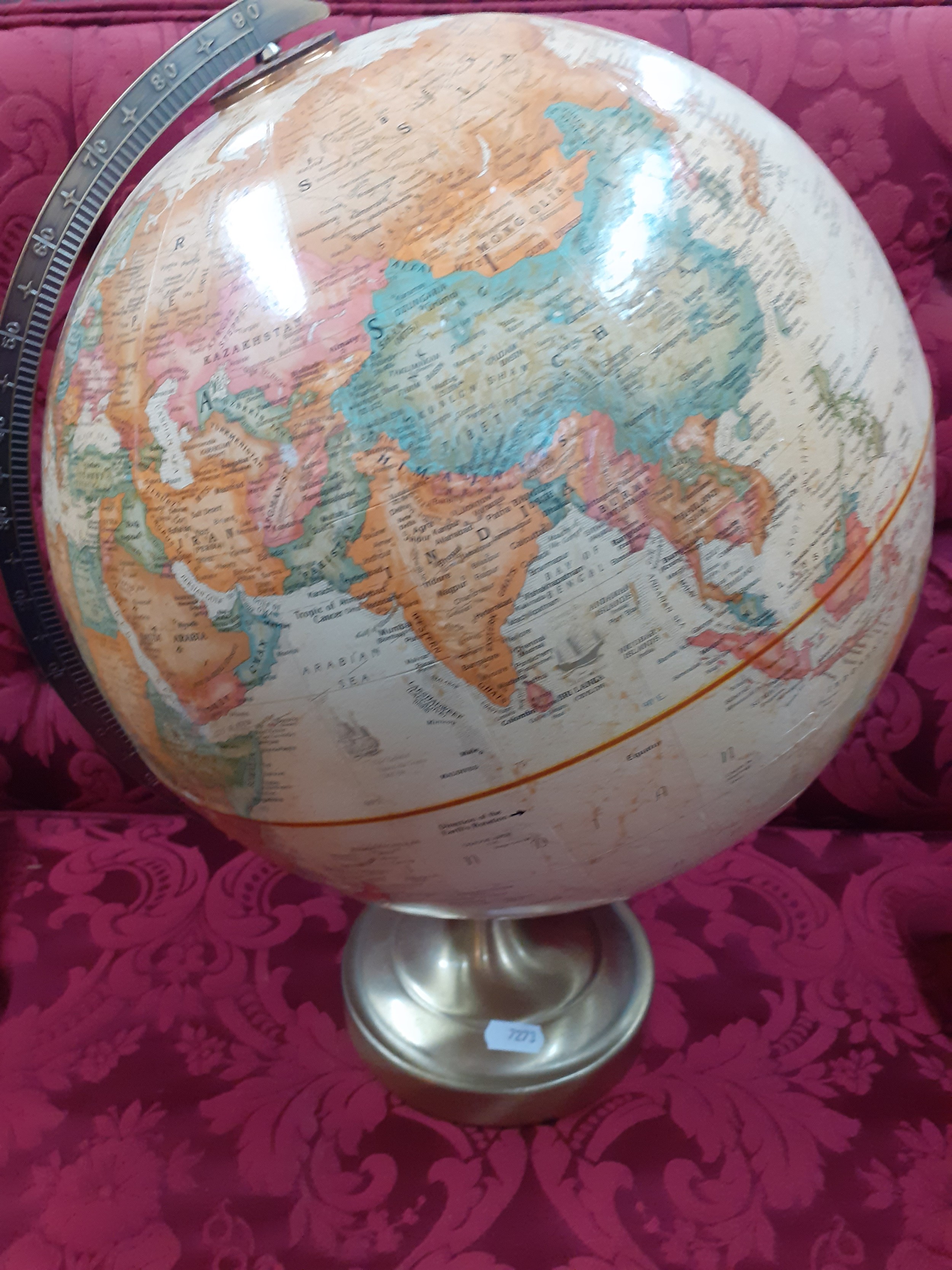 A vintage Replogle Legend 12" World Classic globe on a brass effect base, 17" high. Location: RWF - Image 2 of 5