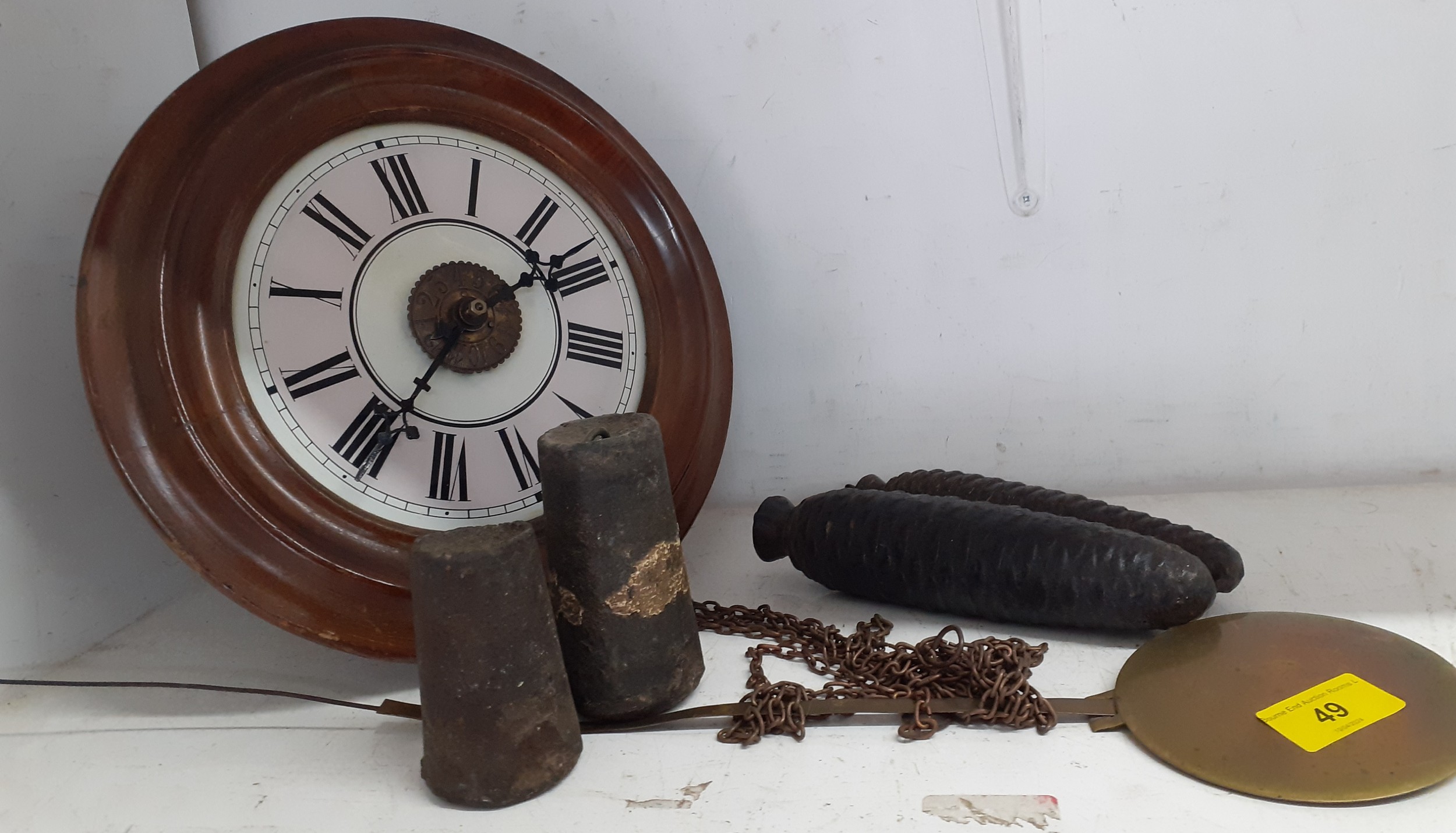 A mahogany cased Postman's alarm wall clock Location: 1:1 - Image 5 of 5