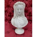 A Parion style bust of a veiled lady, 36cm H Location:2.2