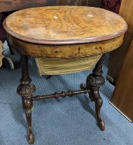 A Victorian walnut worktable with a fitted interior, 67cm h x 62cm w Location: