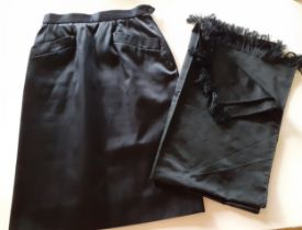 YSL- A Saint Laurent Rive Gauche black silk mix pencil skirt with 2 side pockets, European size 38