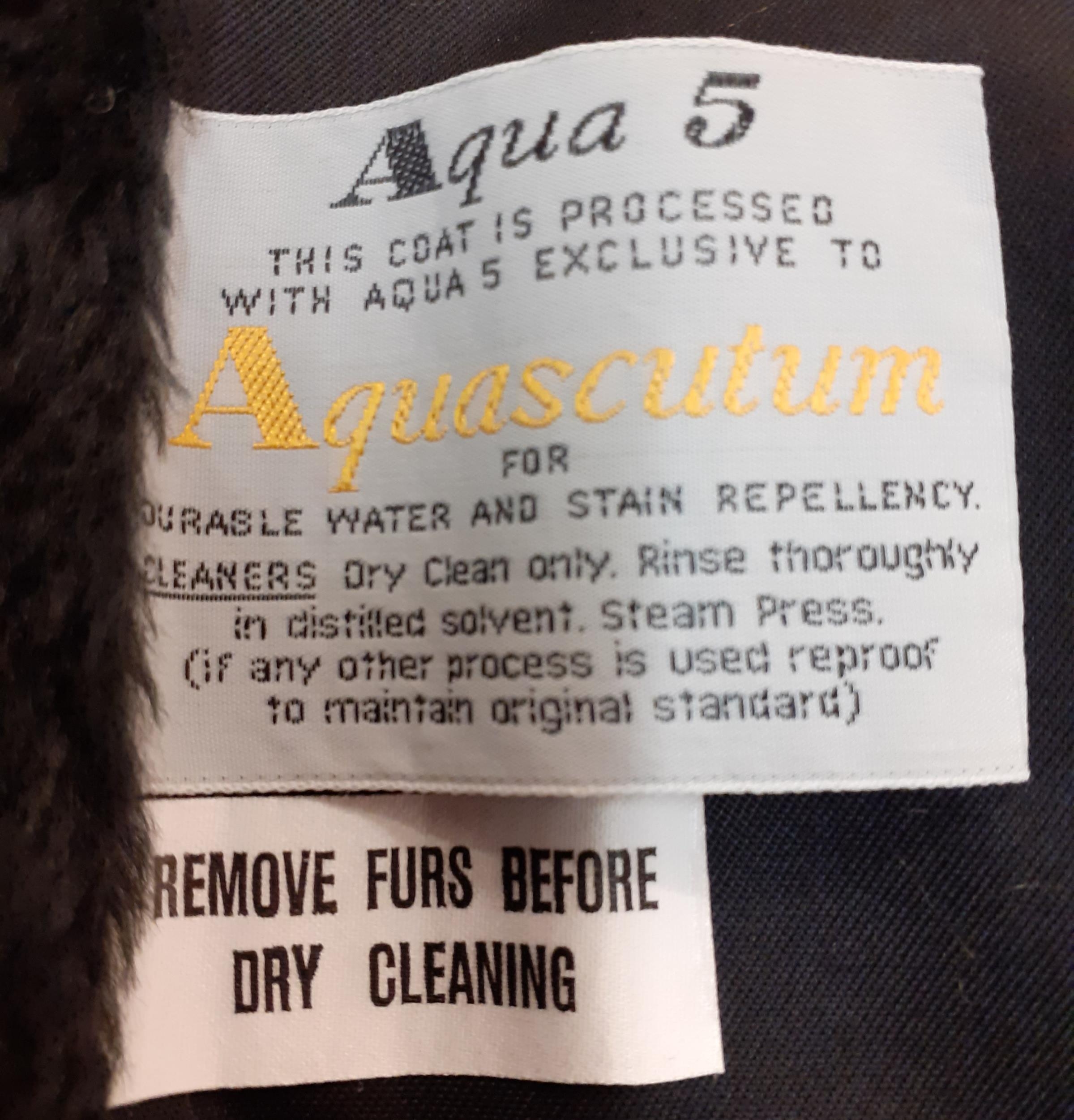 Aquascutum-A vintage Aqua 5 ladies full length black raincoat with brown mink collar and black - Image 5 of 5