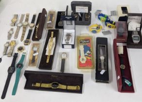 A collection of mixed wrist watches to include Walt Disney Mickey Mouse watch, Jean Perret Geneva,