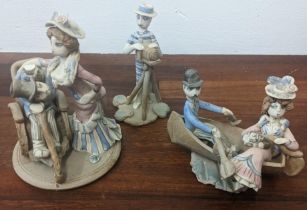 Three Hilary Brock figures to include a couple in a rowing boat A/F Location: 4:2