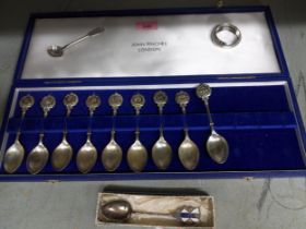 A set of cased John Pinchee zodiac silver spoons, 9 out of 12 present, London 1971, a Victorian