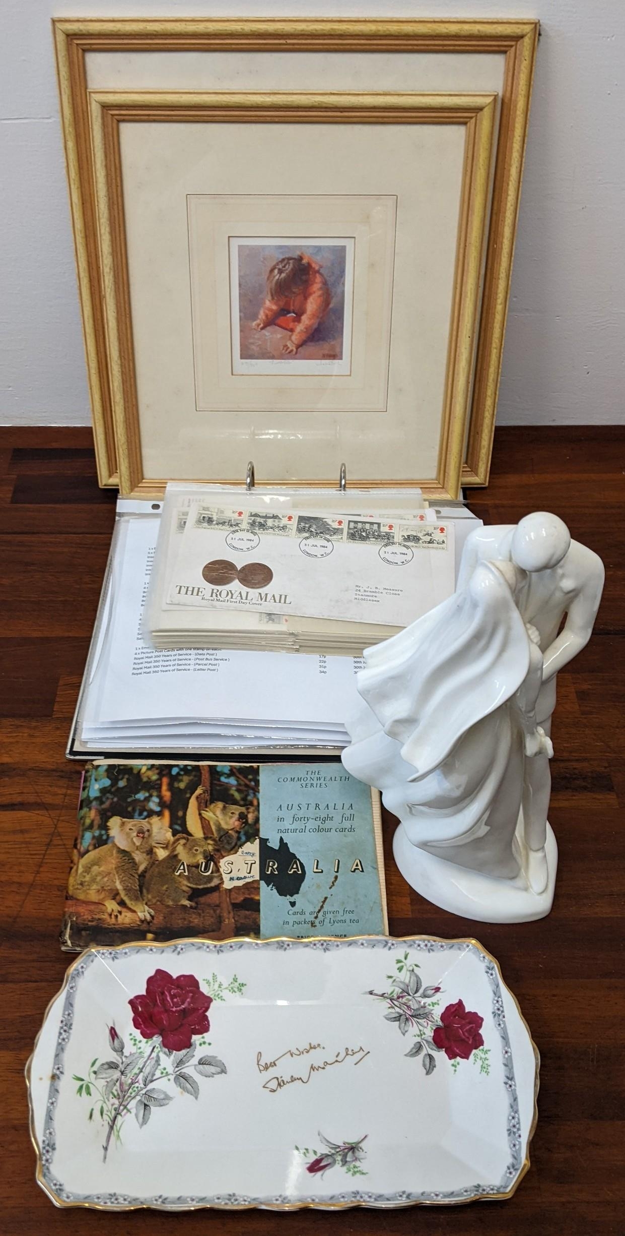 Collectables to include First Day Covers 1984-1987, a Royal Doulton figure 'Images Wedding Day',