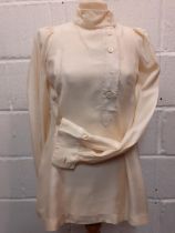 Biba-A vintage cream blouse with Mandarin collar and buttoned front with additional rear zip