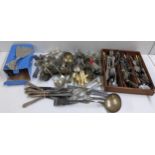 Mixed silver plated cutlery to include a boxed set of Avon Kings pattern cutlery Location: