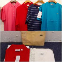 Lacoste-A group of new and worn gents long sleeve and short sleeve tops in various colours, styles