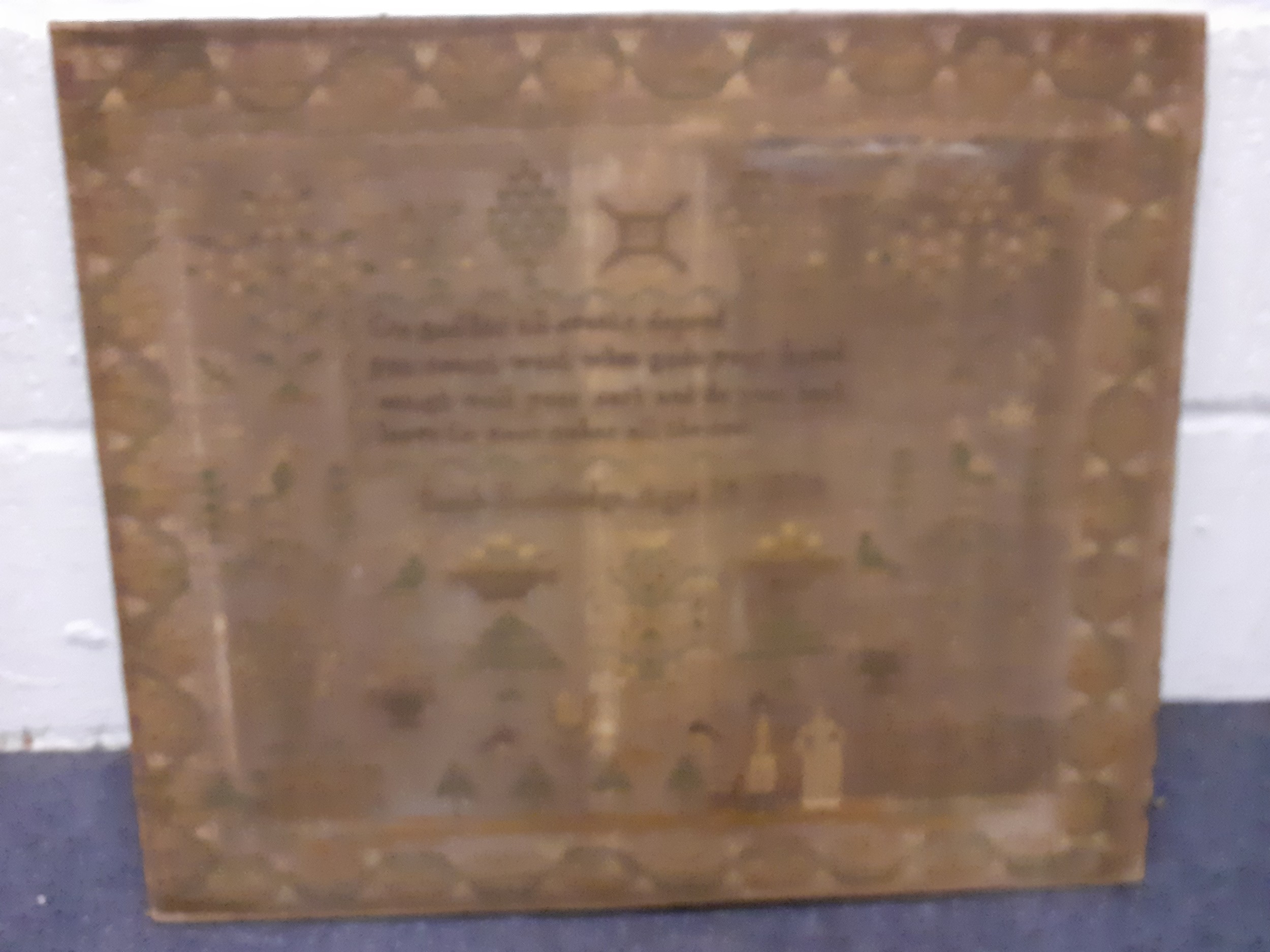 An early 19th Century sampler A/F dated 1824, worked by Sarah Bainbridge aged 14, depicting