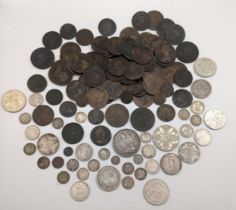 British Coins - a mixed collection to include Victorian 1888 Crown, 1887 Halfcrown, 1887 Double