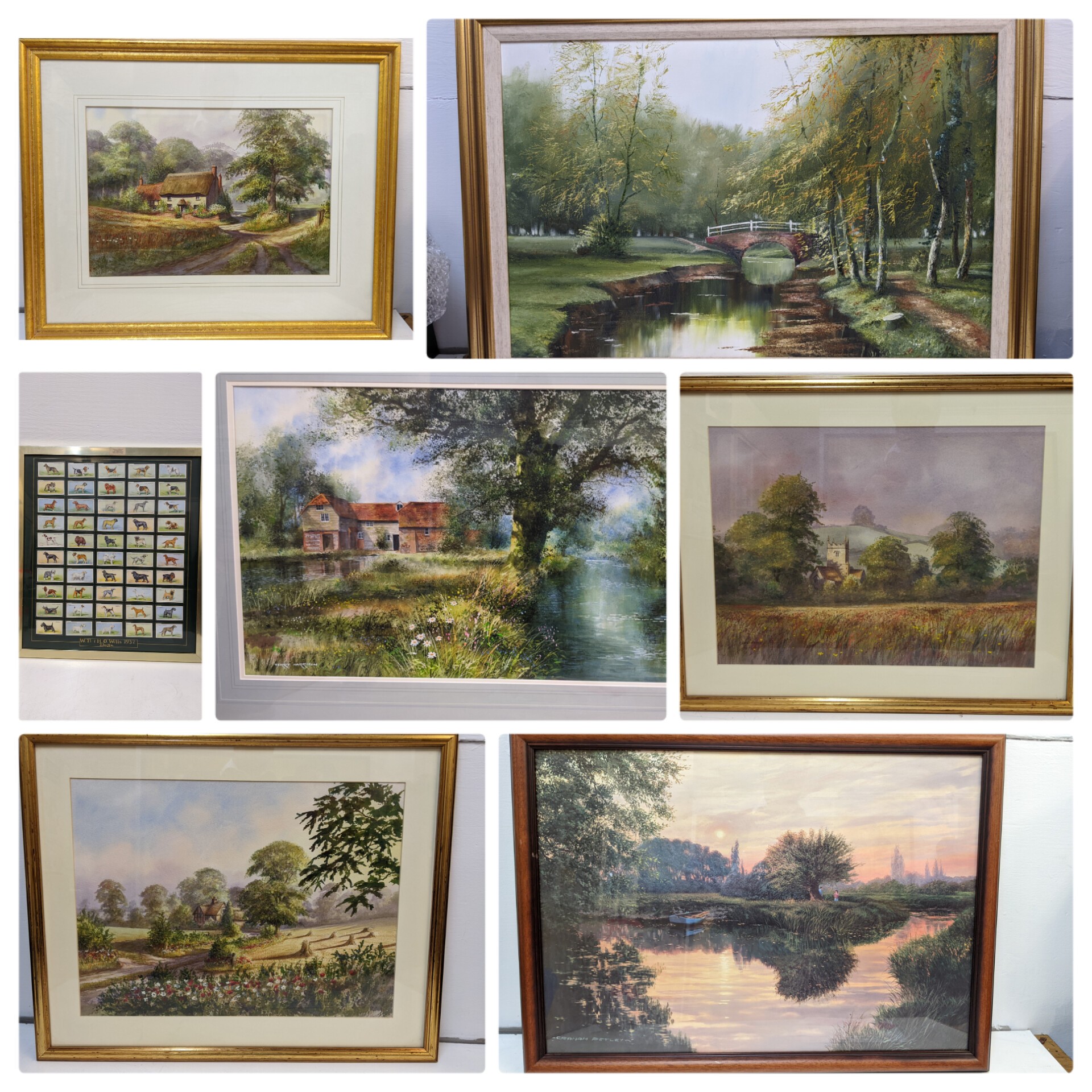 Pictures to include Clive Pryke, Terry Harrison, Andrea Duffell, oils and watercolours, largest 51cm