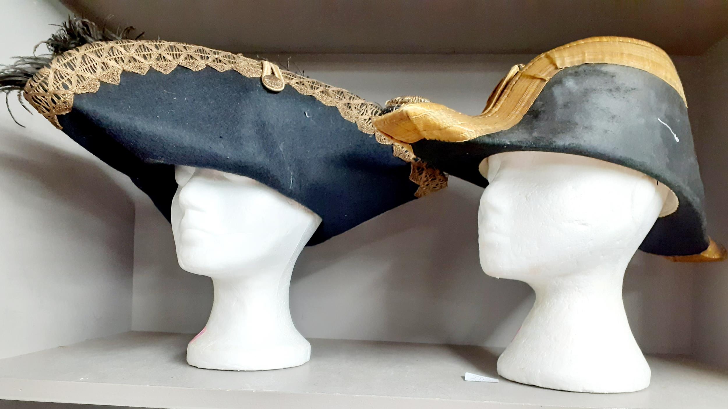 A S.Patey (London) Ltd replica naval cocked hat made in the traditional way together with a black - Image 4 of 4