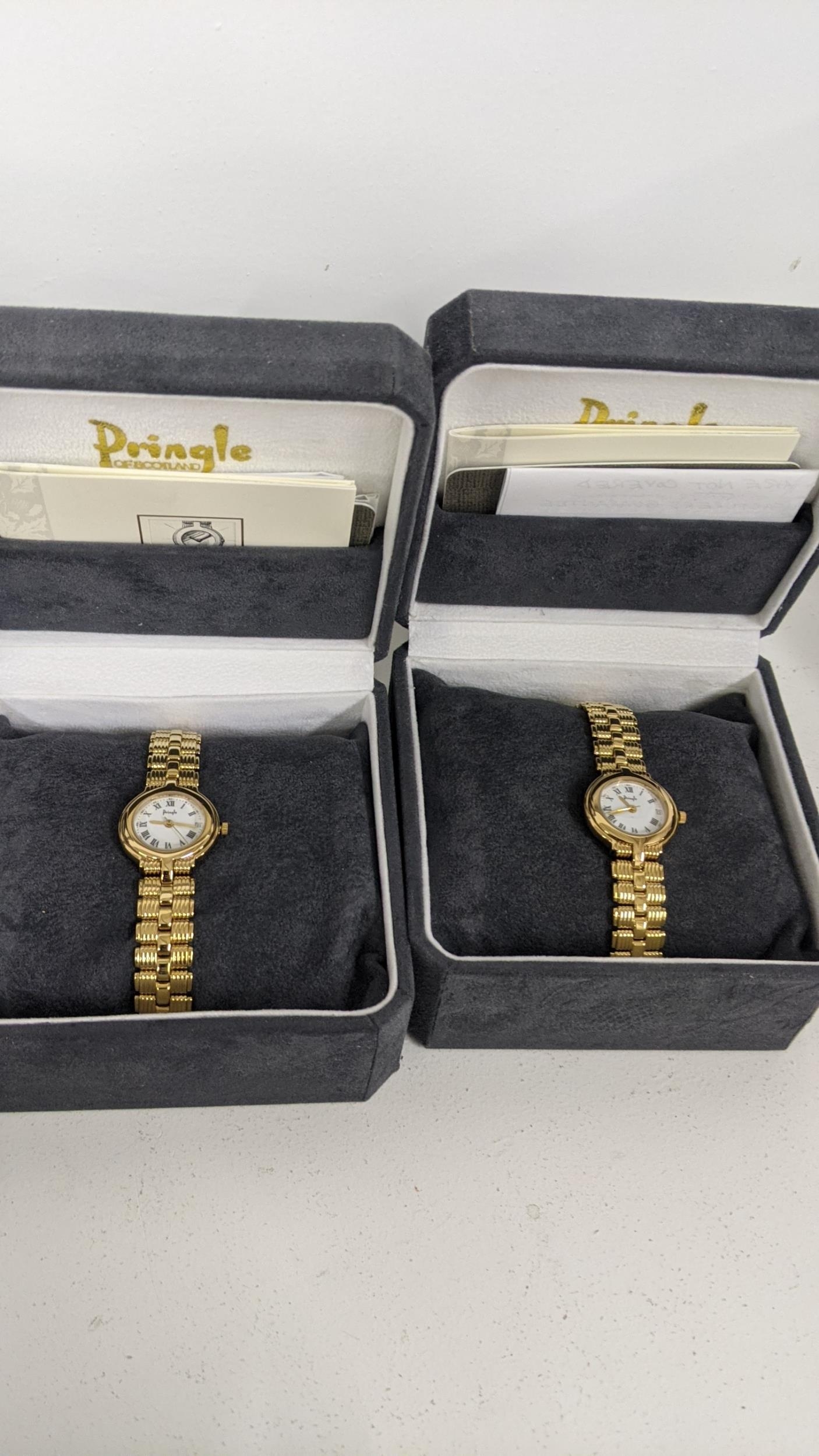 Ten ladies gold plated Pringle wrist watches five having white Quartz faces and five having gold - Image 7 of 8