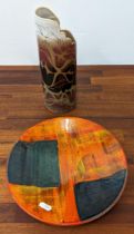 A modern Poole Gemstone pattern dish 27cm dia, and a Poole Sienna pattern vase Location: