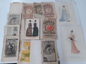 A group of 1880's Godey's lady's magazines A/F together with 2 late 19th Century cut paper