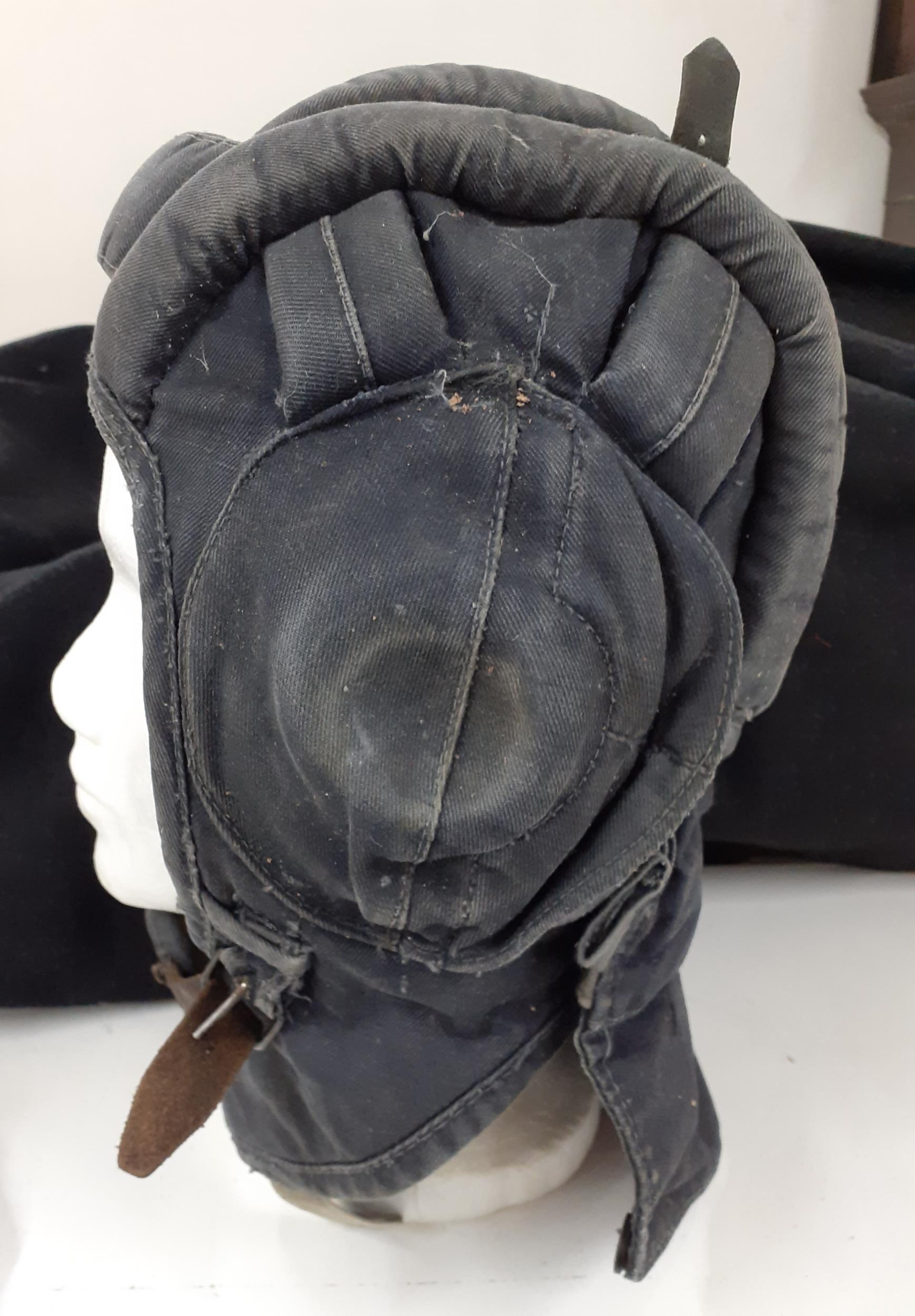 A Polish armed forces tank driver's fabric and fleece lined helmet, a headset and a military leather - Image 2 of 3