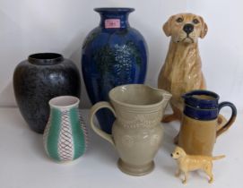 China to include two, Royal Doulton jugs, two Poole pottery vases a large model of a golden