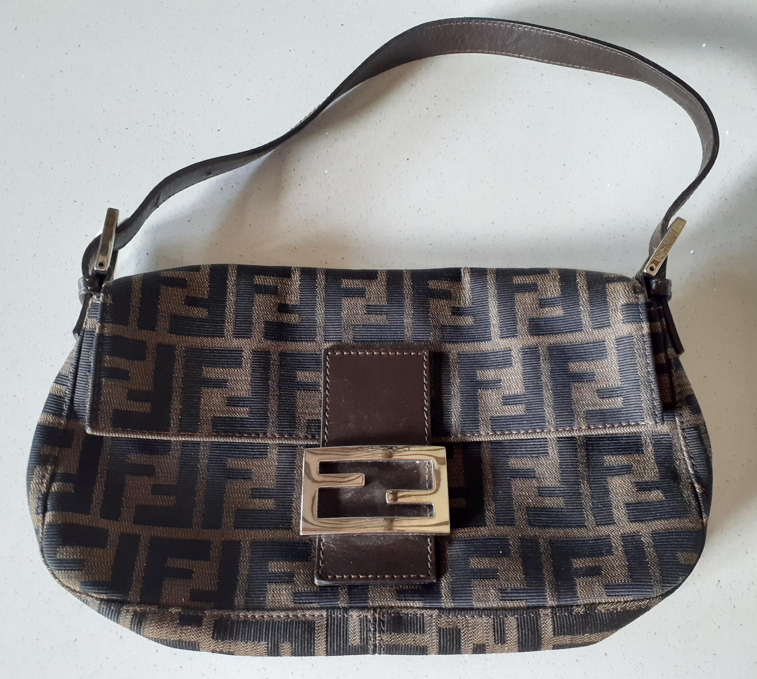 Fendi-A 1990's/2000's Zucca Baguette shoulder bag in brown leather with silver tone hardware and - Image 2 of 8